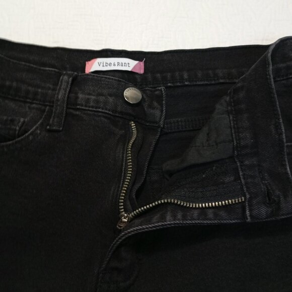 Vibe & Rant High-Waisted Black Denim straight Jeans Womens Size 9W29 Cotton Blen - Picture 3 of 7
